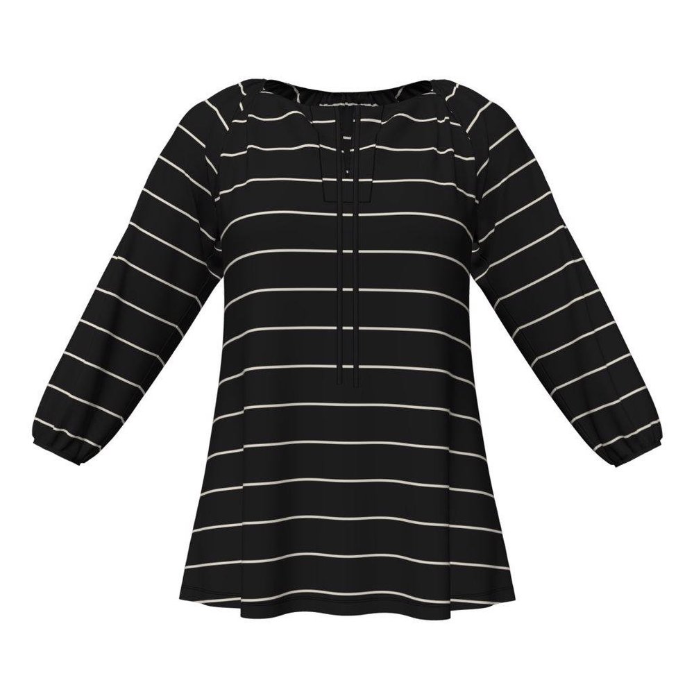 Peasant Top - Black and White Stripe